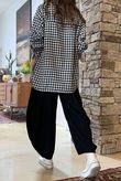 Zeta Otto Brushed Cotton Plaid Shirt Black Ecru